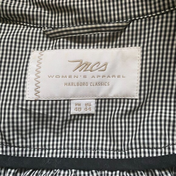 Marlboro Classics Womens Black White Plaid Check Full Zip Windbreaker EU44 - Picture 4 of 6